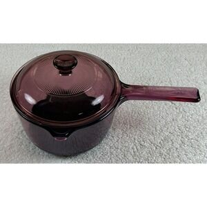 Corning Vision Cranberry 1L Sauce Pan Pot with Lid Teflon Non Stick Coating READ